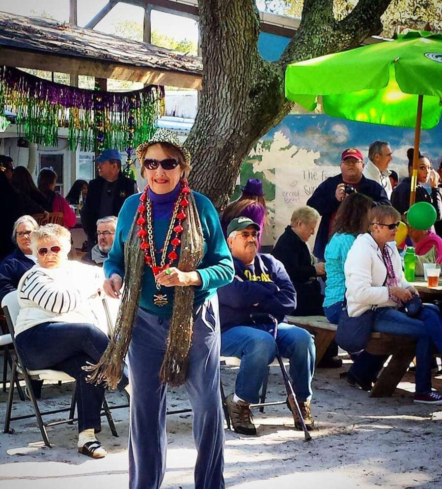 Mardi Gras celebration in the courtyard at The Point Restaurant Perdido